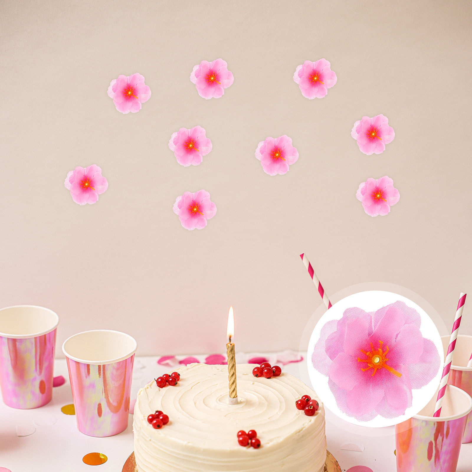 Craft Embellishment - 100Pcs Embellishments Fabric Cherry Blossom Flowers