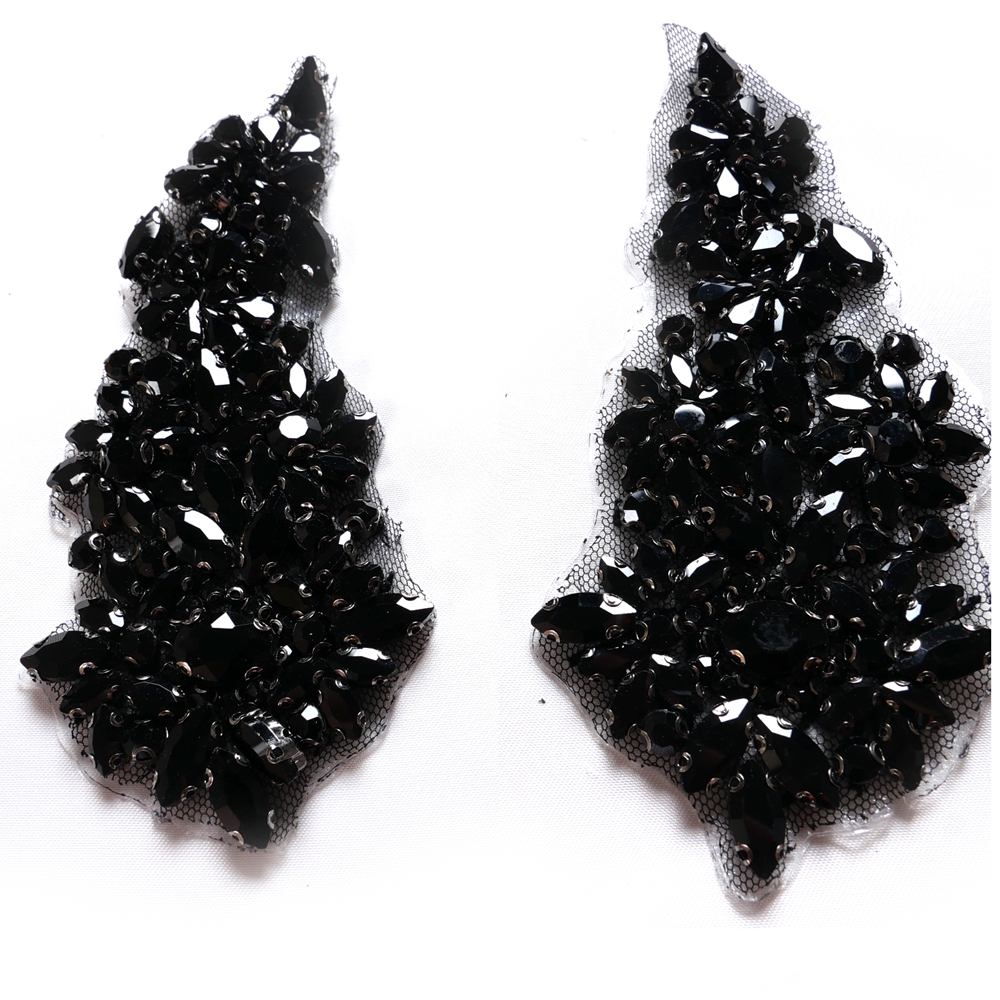 Sew On Rhinestone - HelluyerDc gold,champgane,silver,AB rhinestones beaded applique patch,6.5cm*13.5cmiron