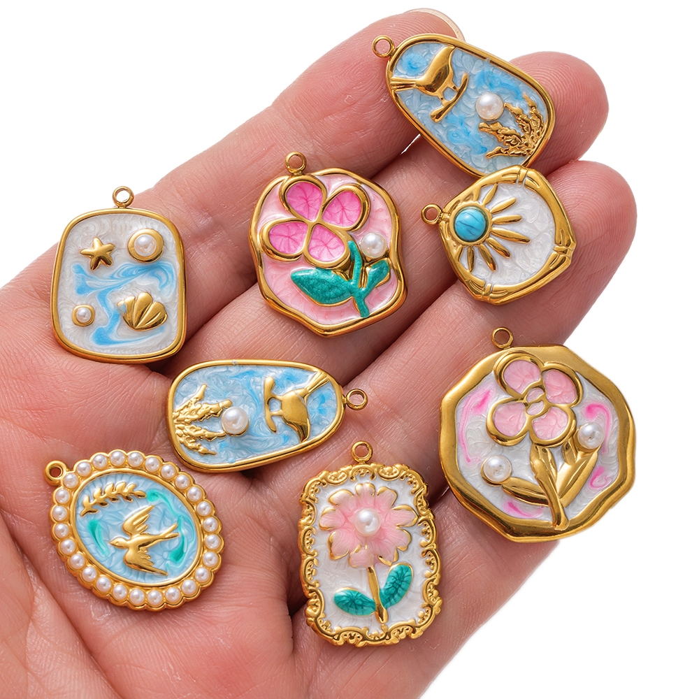 2pcs Gold Stainless Steel Enam - Embellishment Crafts recension och pris