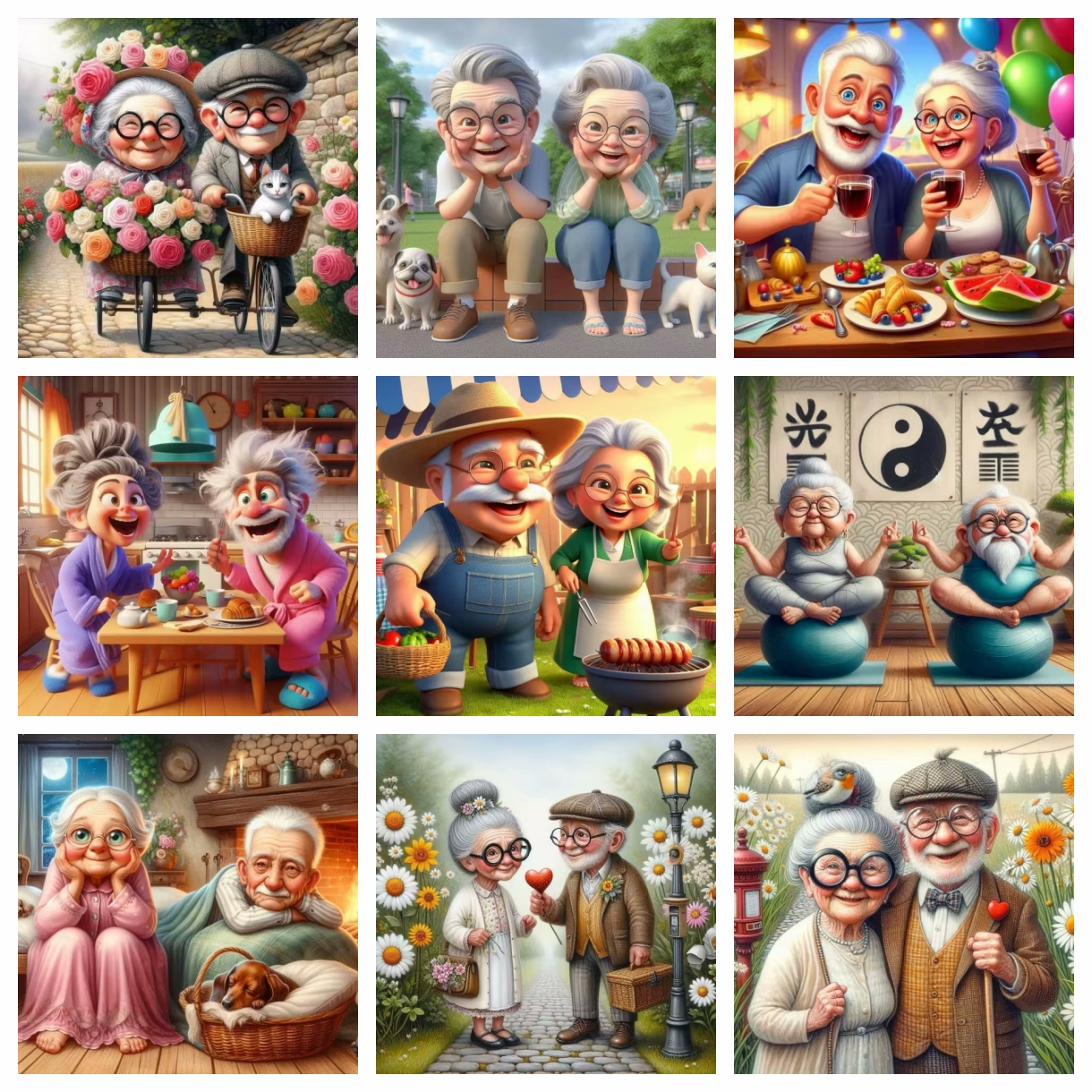 Cartoon Happy Old Couple 5D Fu - Embroidery Embellishments recension och pris
