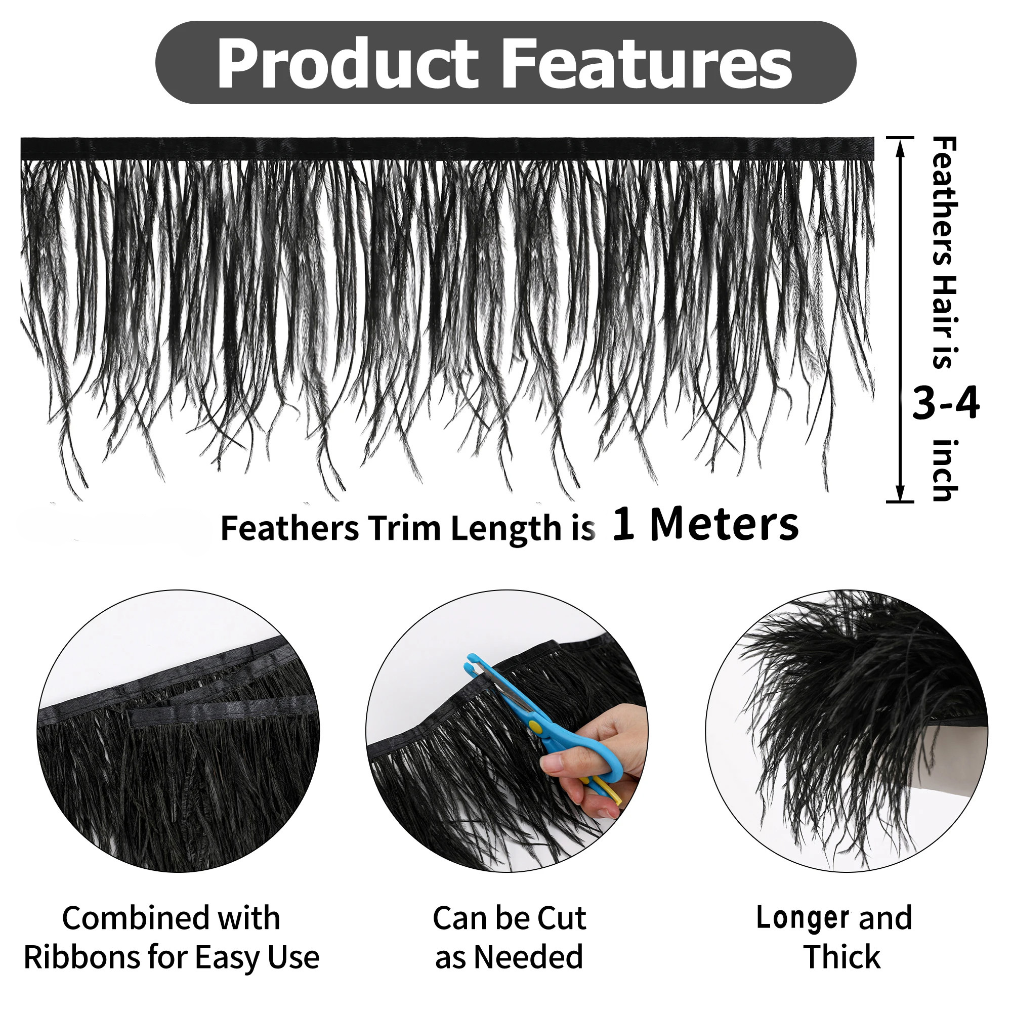 100CM Natural ostrich Feather  - Feather Trim Marabou recension och pris