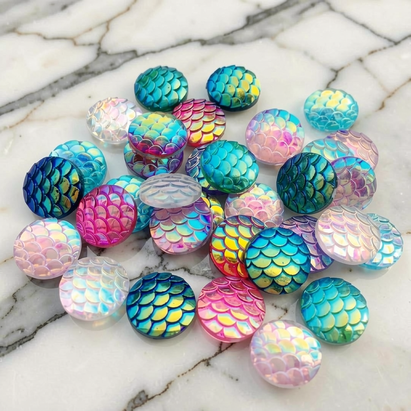 80pcs 12mm Mermaid Fish Scale  - Embellishment Glue Craft recension och pris
