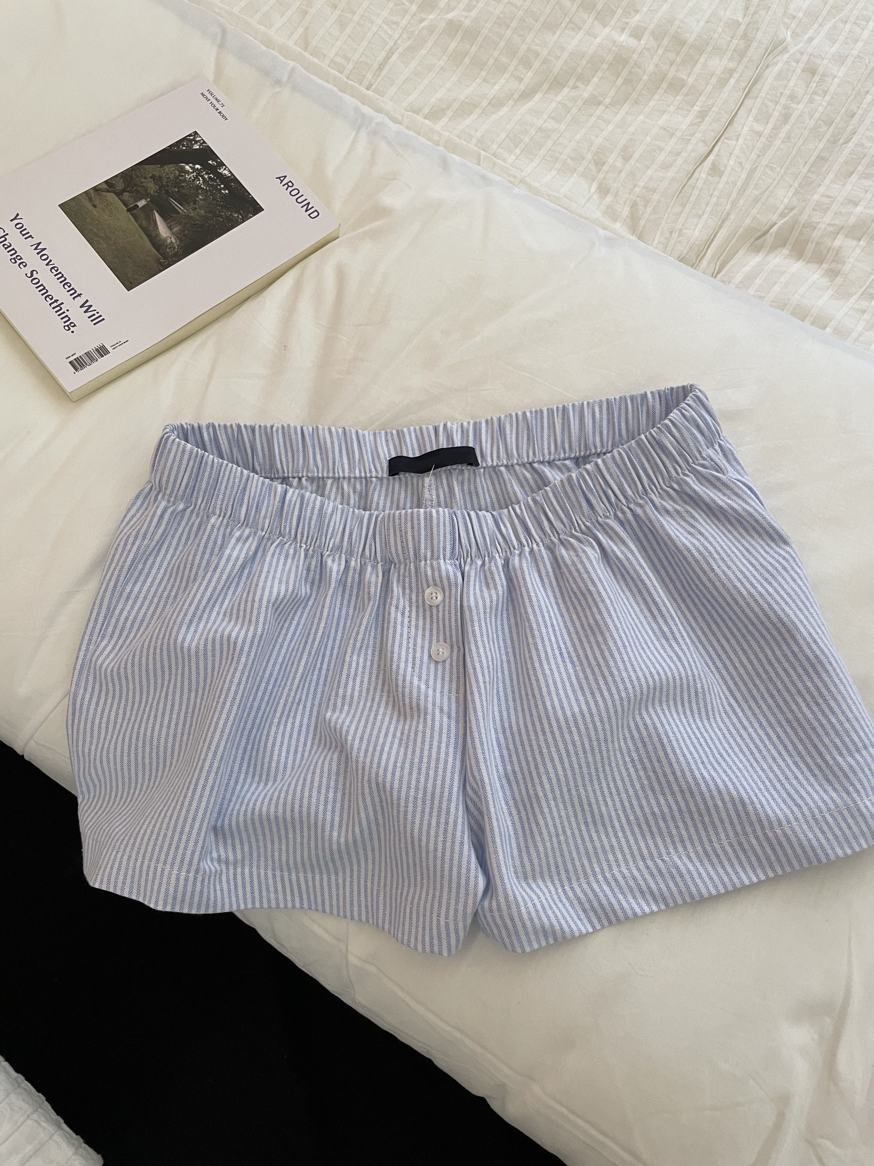 Blue Striped Shorts 2 Piece Se - Elastic Lace Trim recension och pris