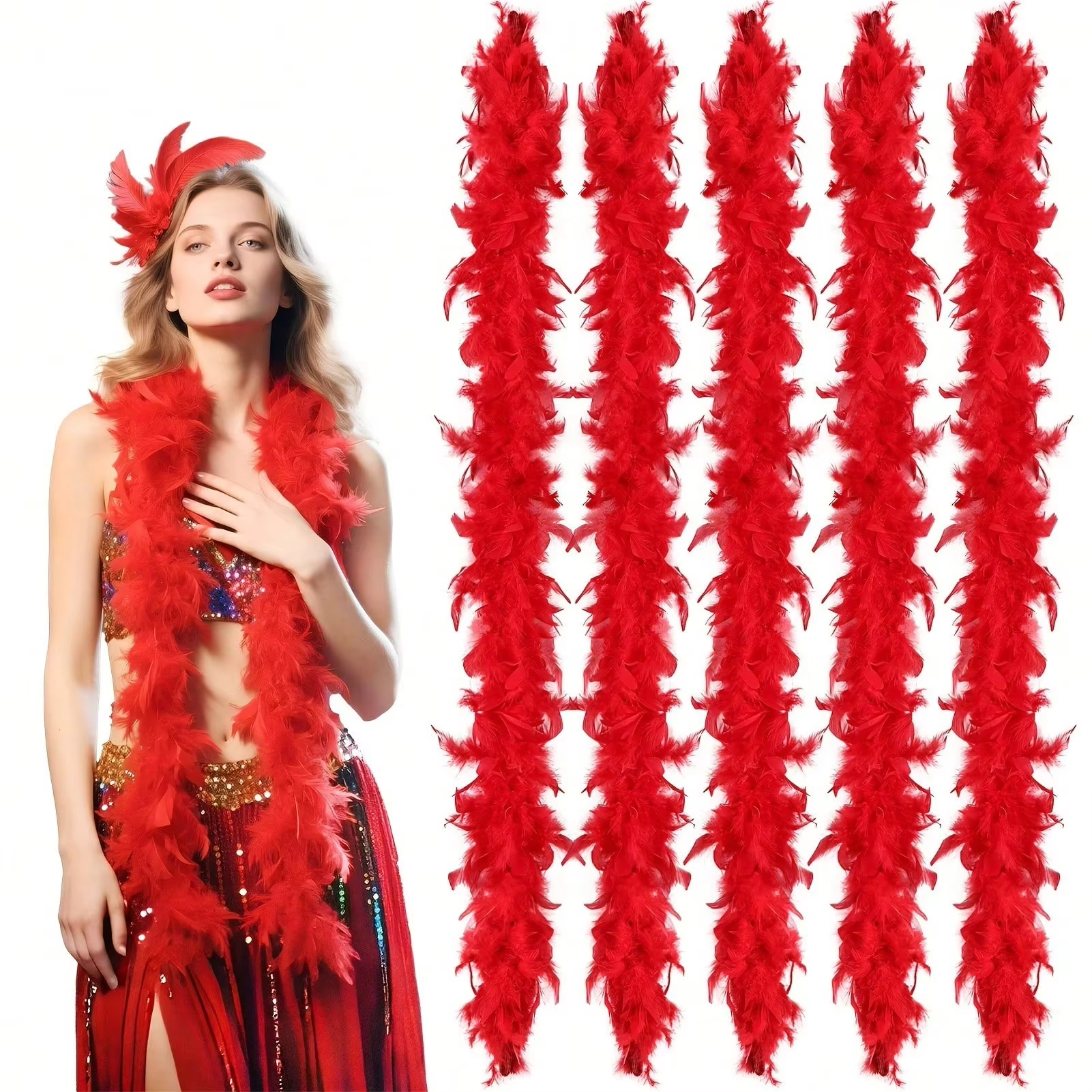Red Marabou Feather Boa Trim F - Feather Trim Marabou recension och pris