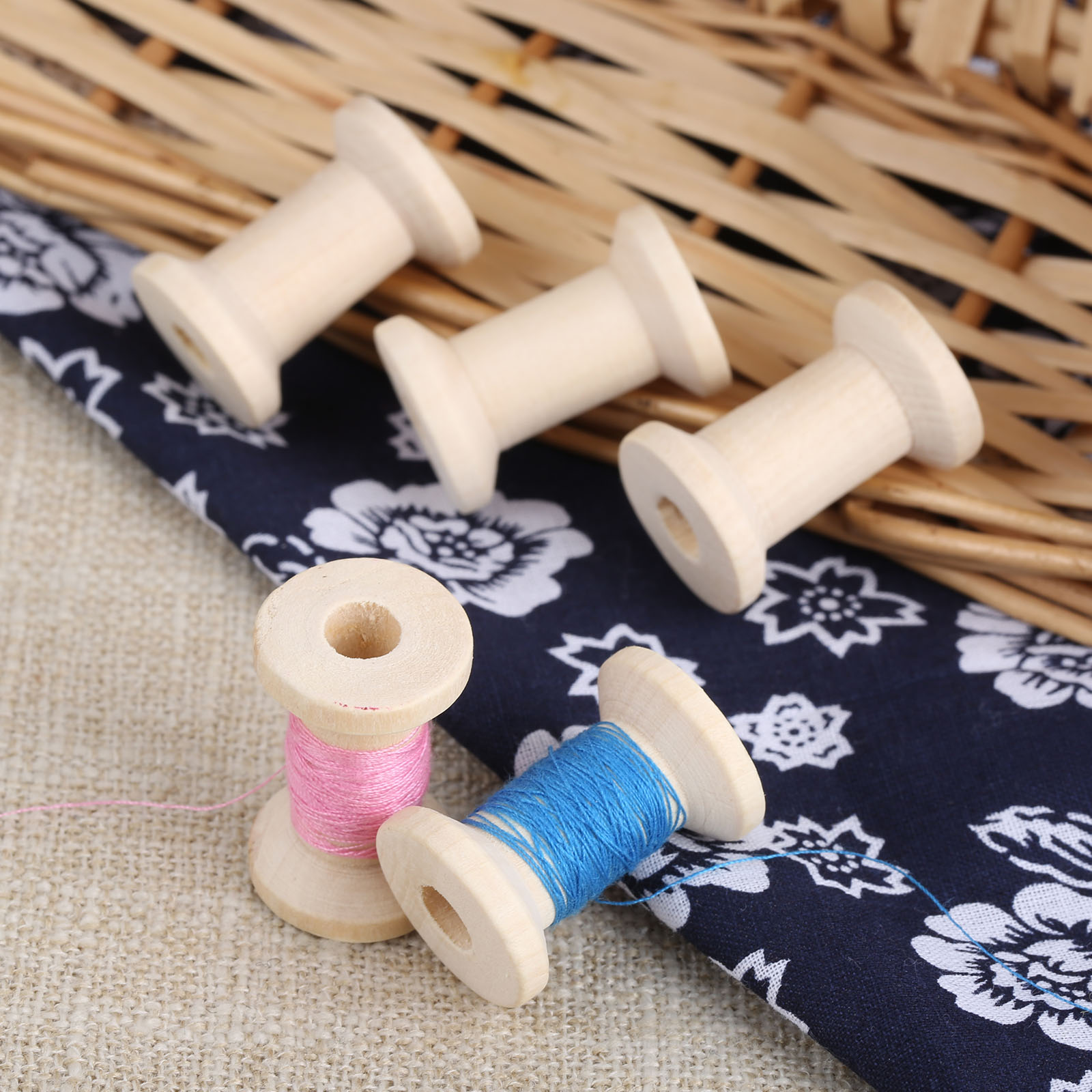 10Pcs Sewing Wooden Bobbins Sp - Organza Ribbon Spool recension och pris
