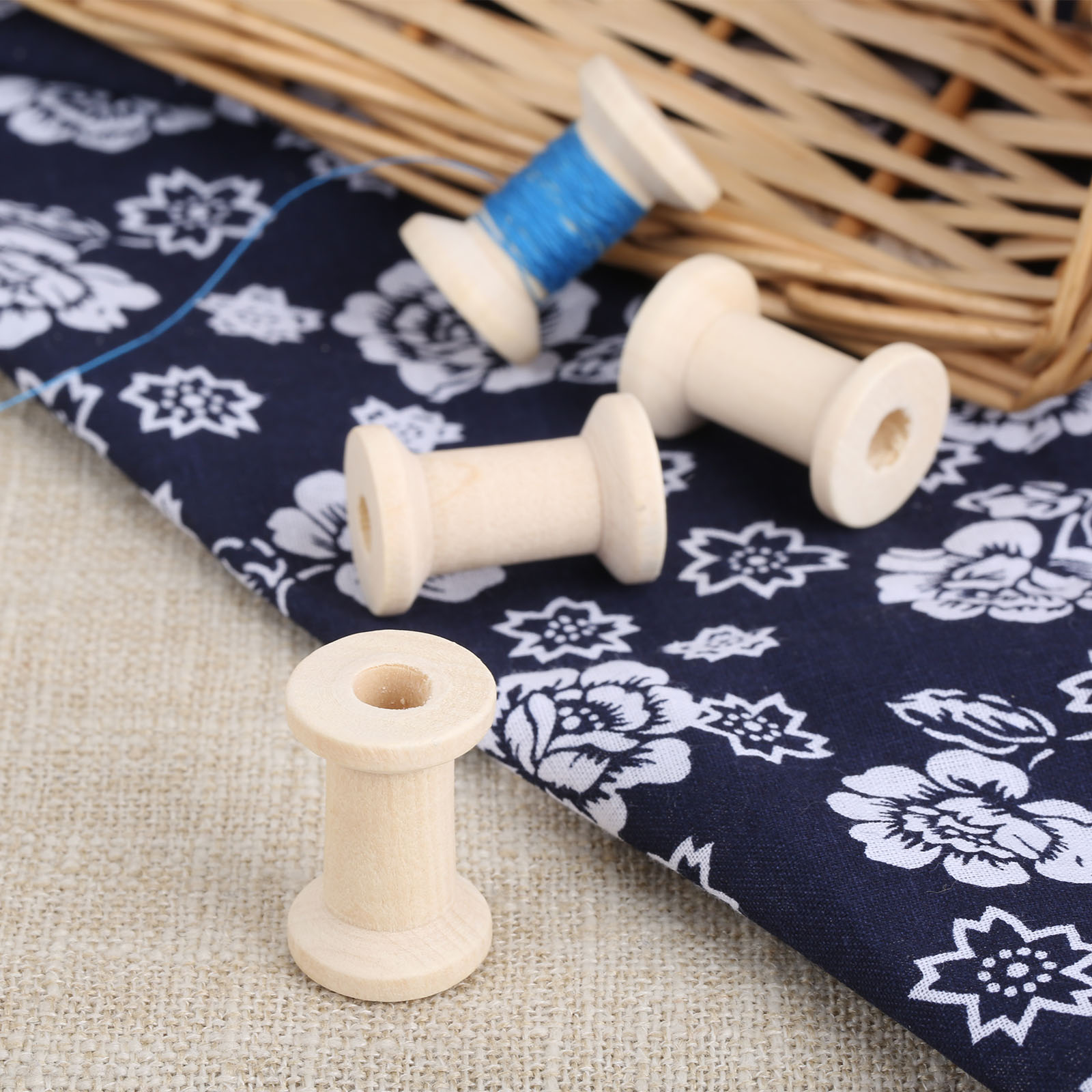 10Pcs Sewing Wooden Bobbins Sp - Organza Ribbon Spool recension och pris
