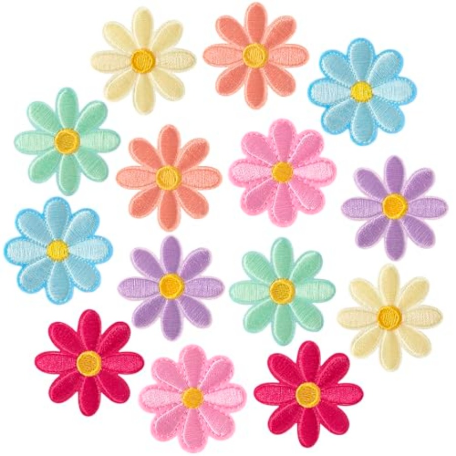 14 Pcs Flower Iron on Patches, - Applique Patch Flower recension och pris