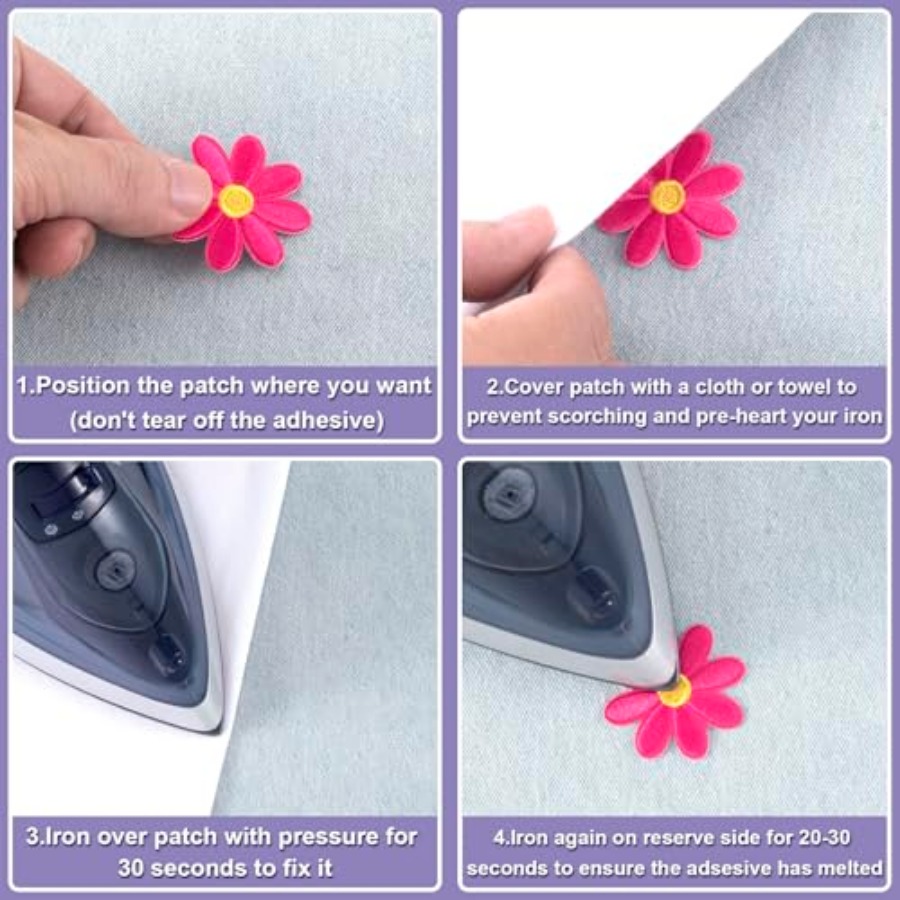 14 Pcs Flower Iron on Patches, - Applique Patch Flower recension och pris