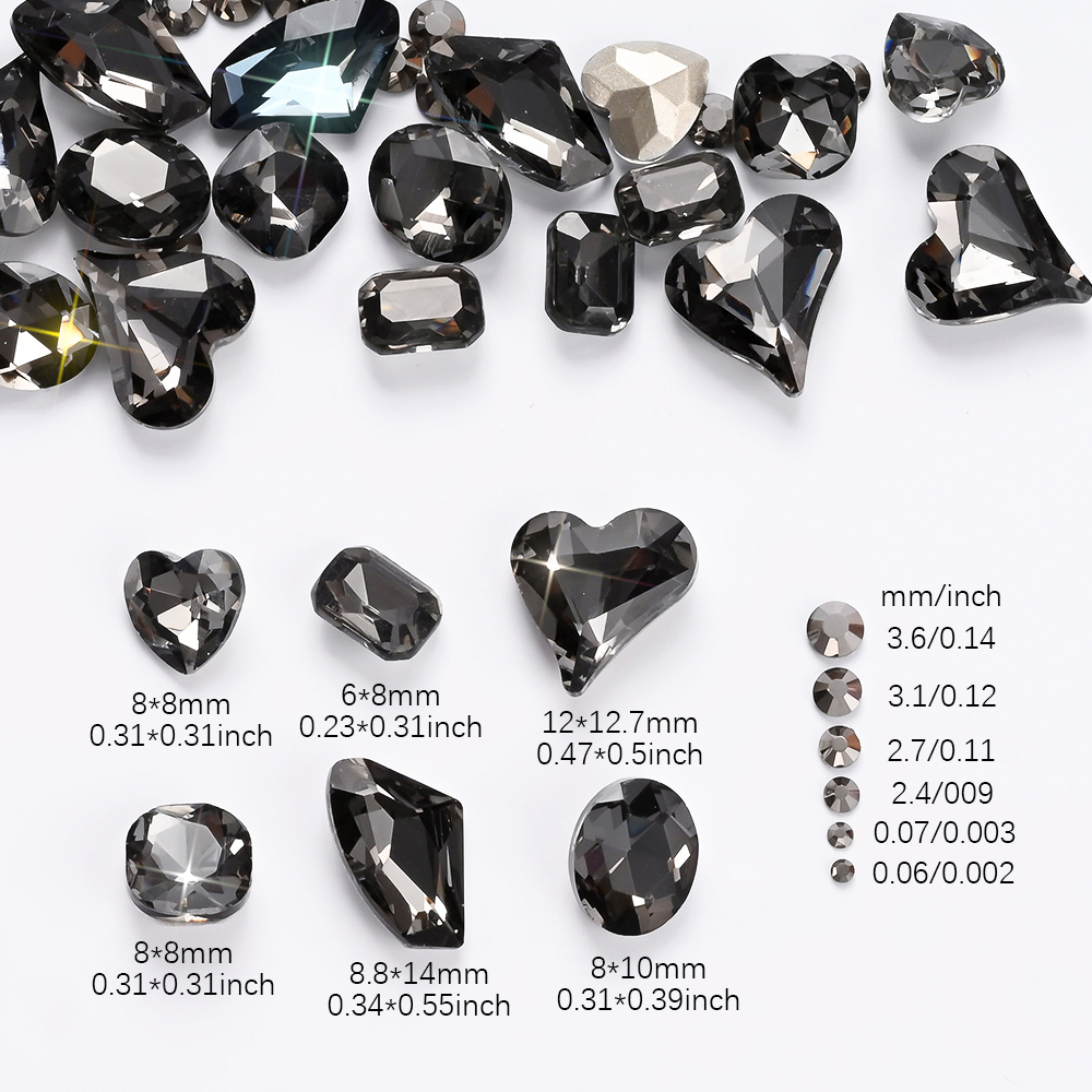 12Grids 3D Black Heart/Square/ - Hotfix Rhinestone Sheet recension och pris