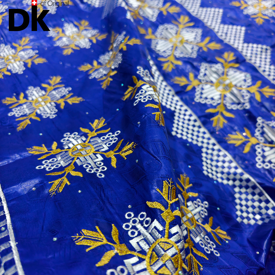 Sky Blue Mali Brode Bazin Fabr - Sew On Rhinestone recension och pris