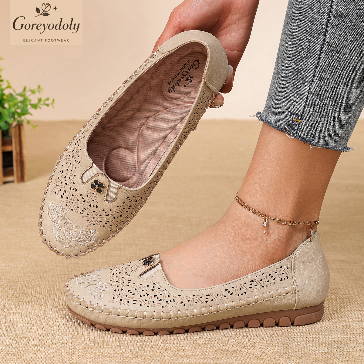 Goreyodoly women loafers flora - Embroidery Embellishments recension och pris