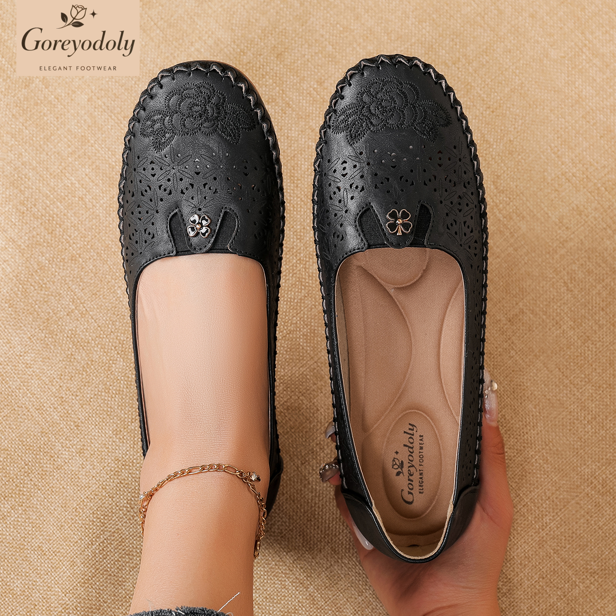 Goreyodoly women loafers flora - Embroidery Embellishments recension och pris