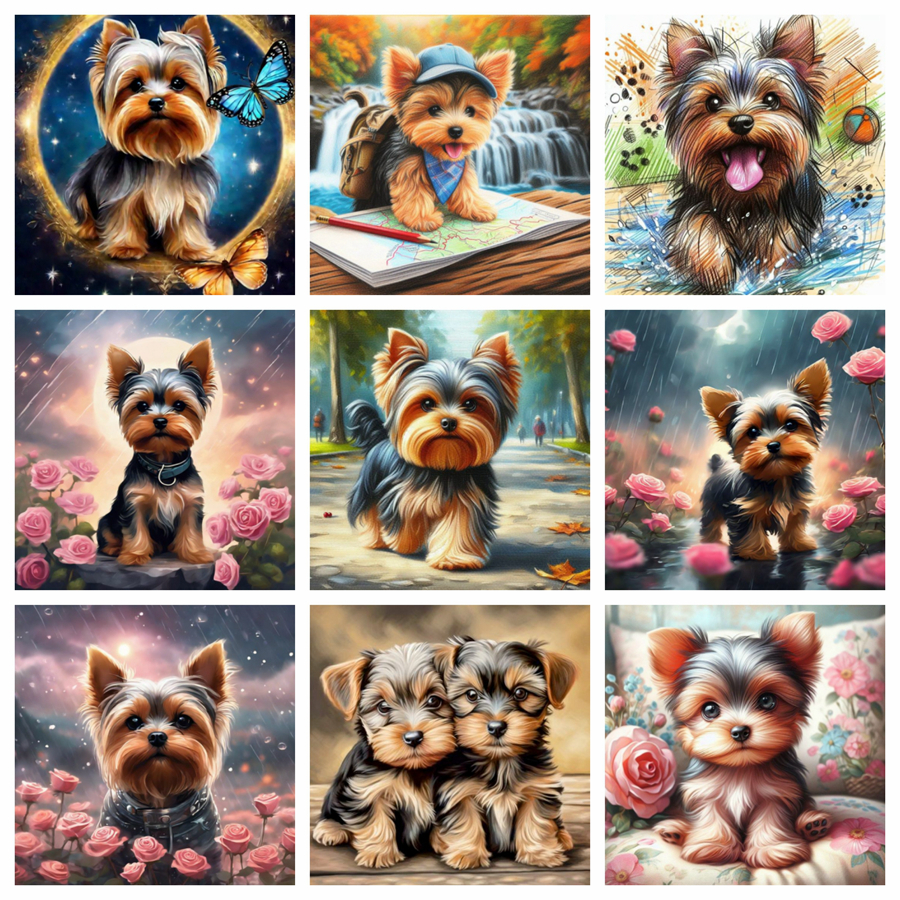 Yorkshire Terrier Dog 5D DIY D - Embroidery Embellishments recension och pris