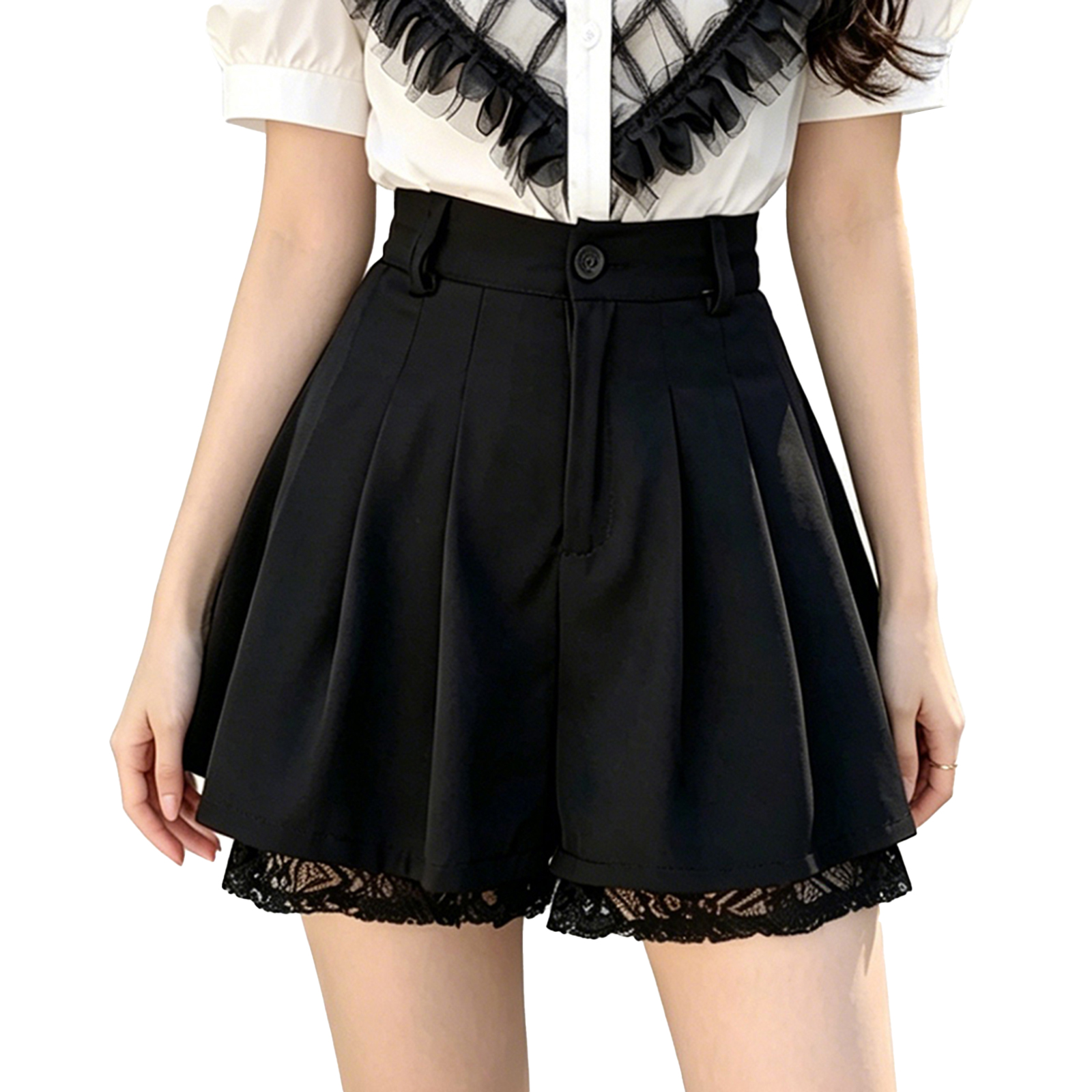Women Casual High Waist Tailor - Elastic Lace Trim recension och pris