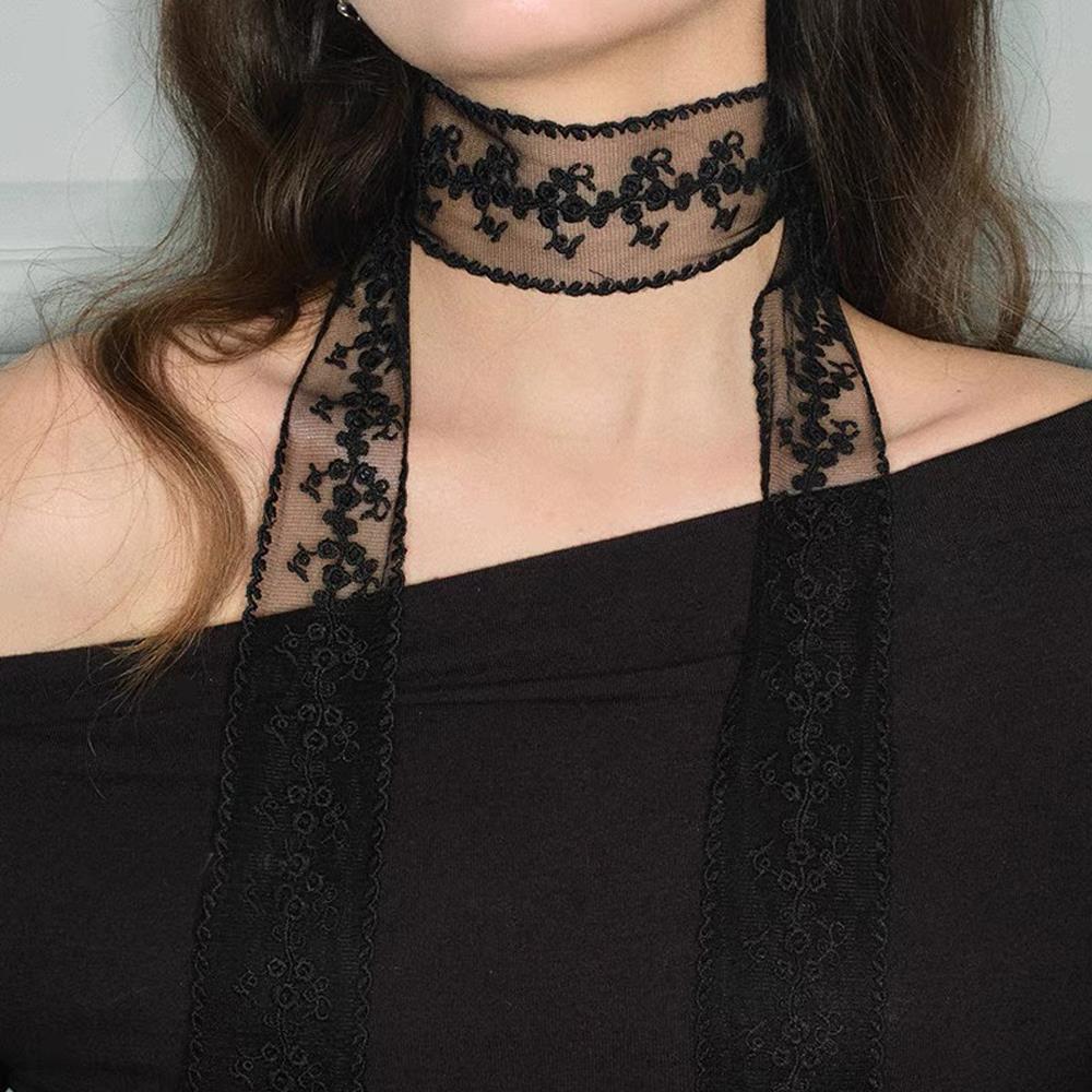 Elegant Lace Scarf Bow Necklac - Lace Ribbon Trim recension och pris