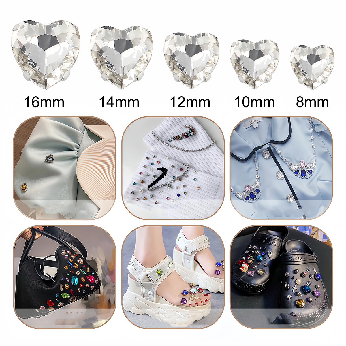 Heart Shape Glass Rhinestones  - Sew On Rhinestone recension och pris