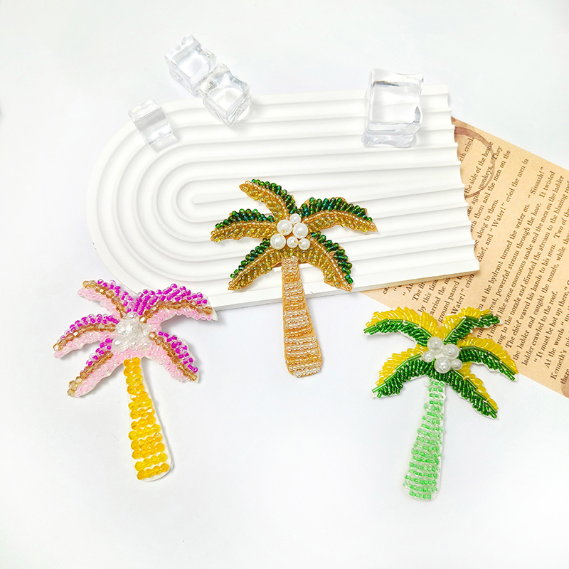 1Pc 3D Coconut Tree Beaded Pat - Craft Embellishment recension och pris