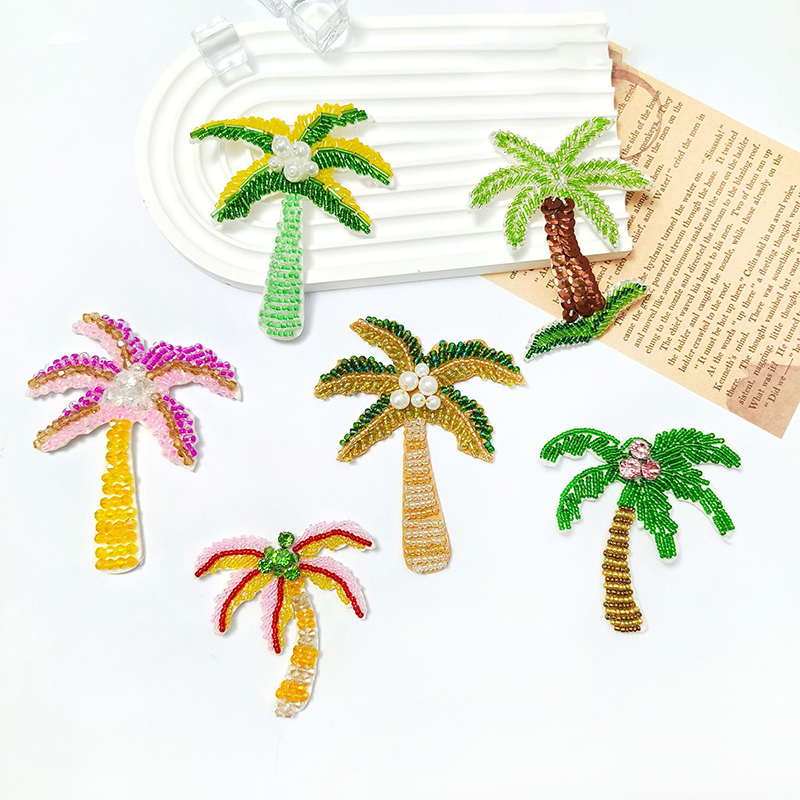 1Pc 3D Coconut Tree Beaded Pat - Craft Embellishment recension och pris