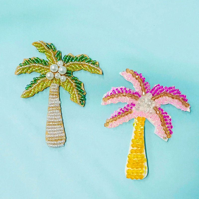 1Pc 3D Coconut Tree Beaded Pat - Craft Embellishment recension och pris