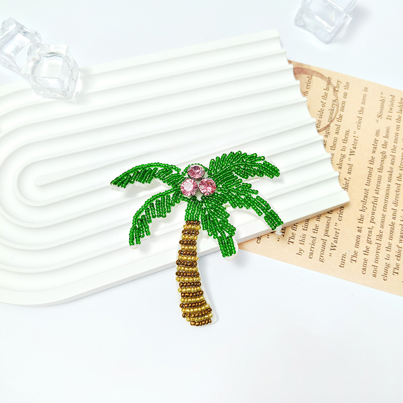 1Pc 3D Coconut Tree Beaded Pat - Craft Embellishment recension och pris