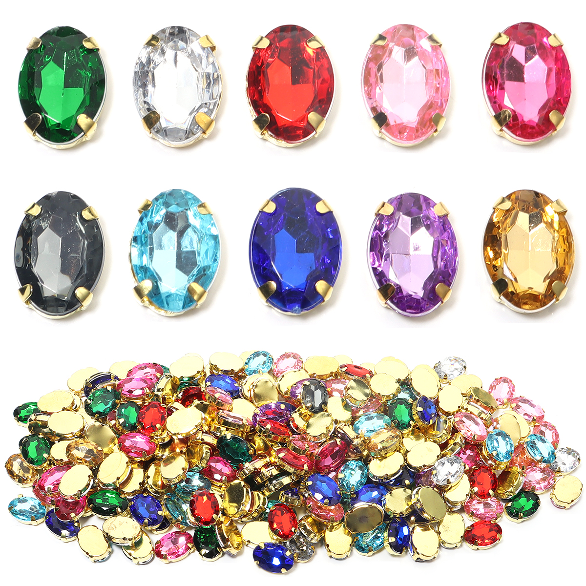 50pcs Gold Color Stainless Ste - Sew On Rhinestone recension och pris