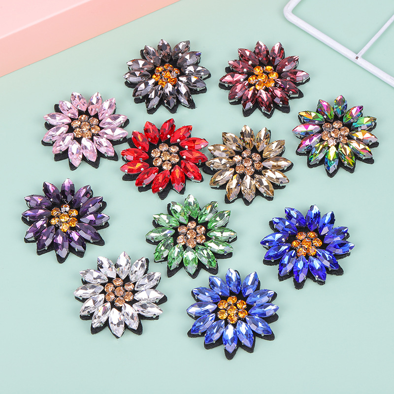 5PCS Sequined crystal beaded f - Applique Patch Flower recension och pris