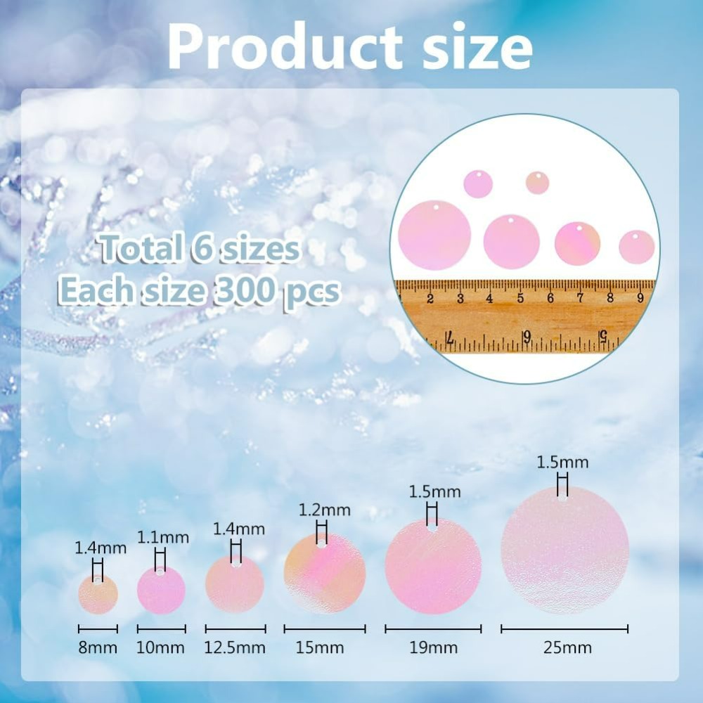 1800Pcs 6 Sizes Loose Sequin F - Embroidery Craft recension och pris
