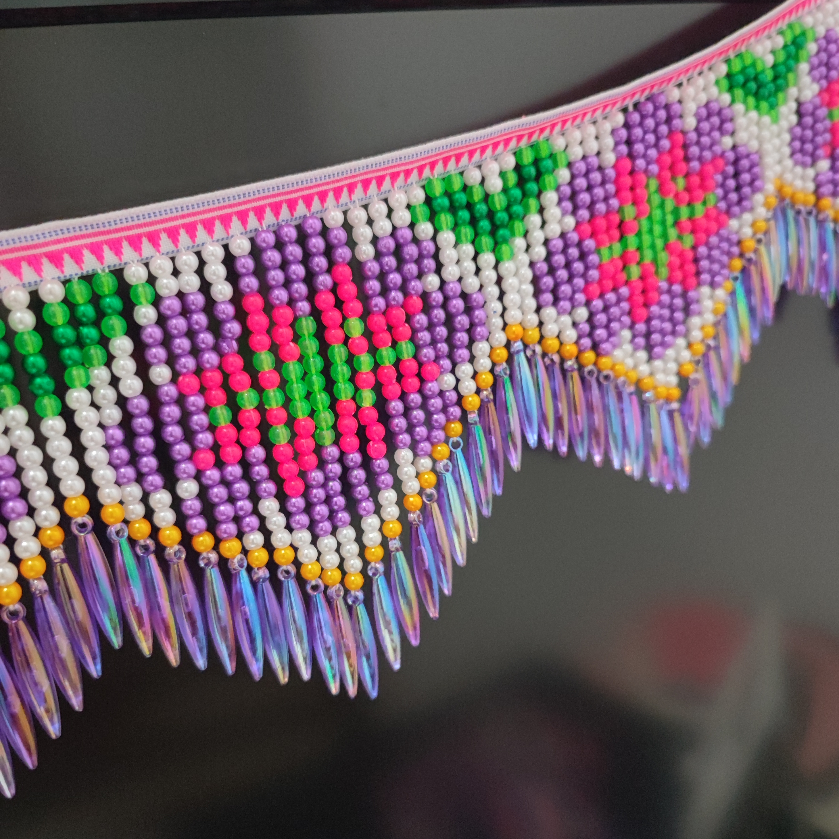 10cm Wide Purple Daisy Pattern - Beaded Trim Fringe recension och pris