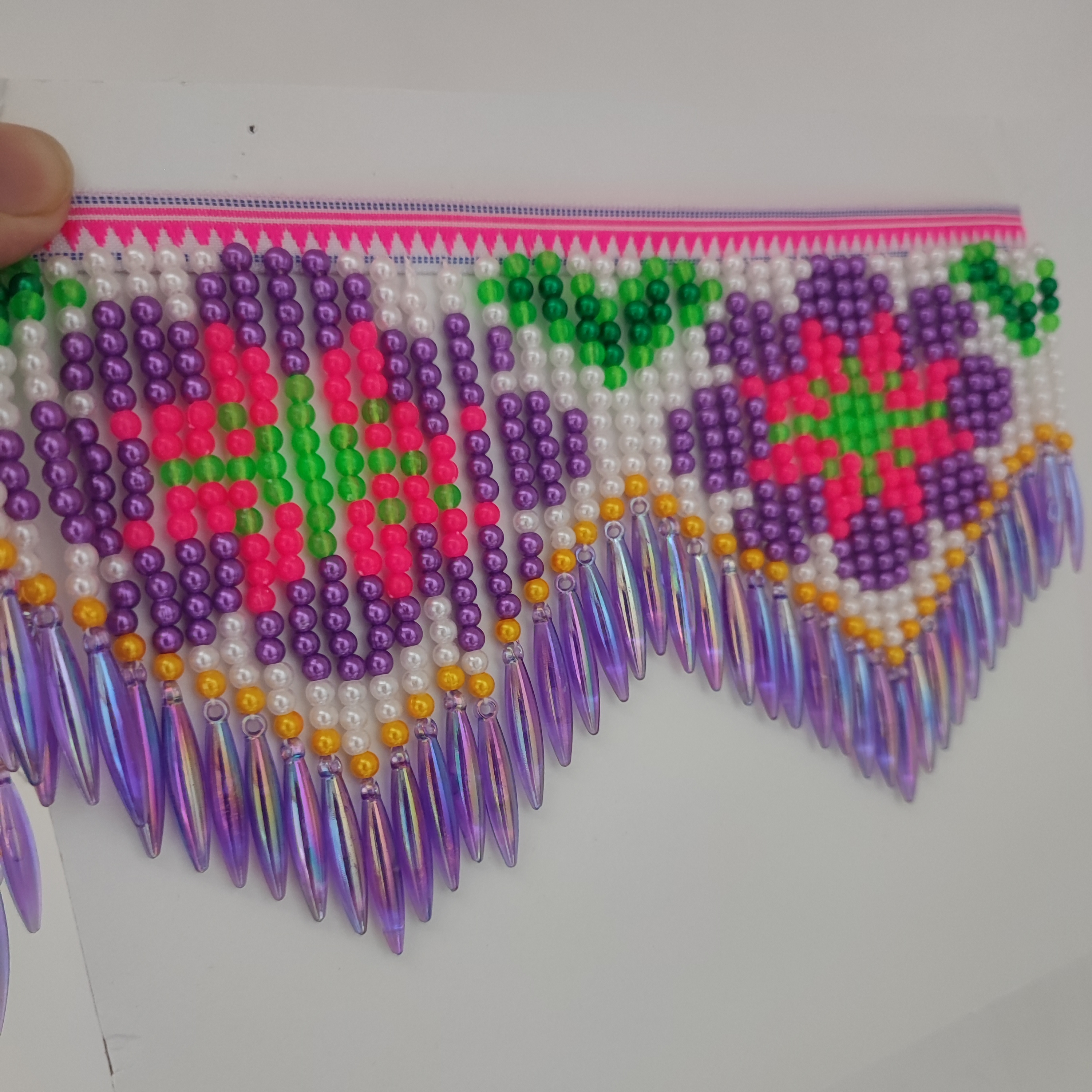 10cm Wide Purple Daisy Pattern - Beaded Trim Fringe recension och pris