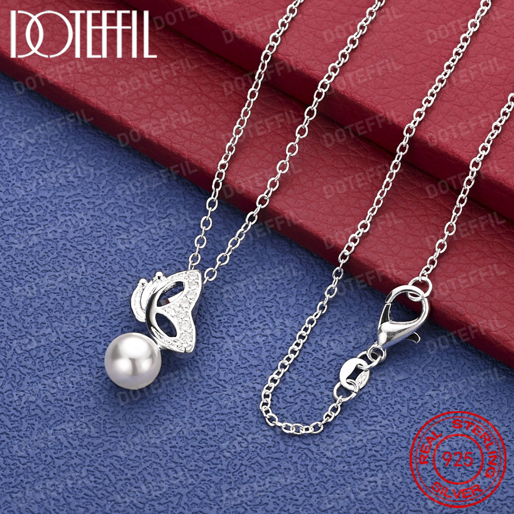 925 Sterling Silver Exquisite  - Pearl Trim Chain recension och pris
