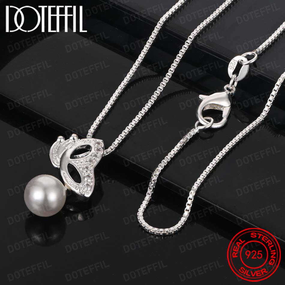 925 Sterling Silver Exquisite  - Pearl Trim Chain recension och pris