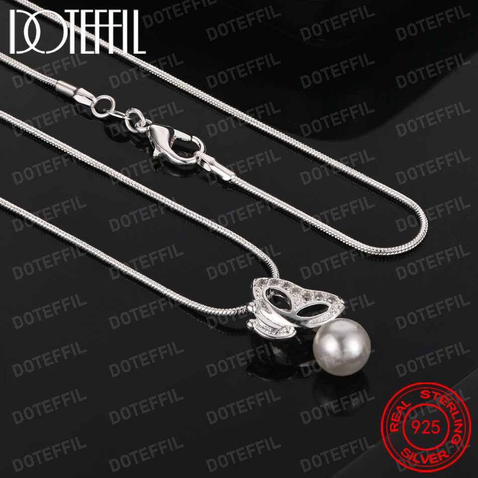 925 Sterling Silver Exquisite  - Pearl Trim Chain recension och pris