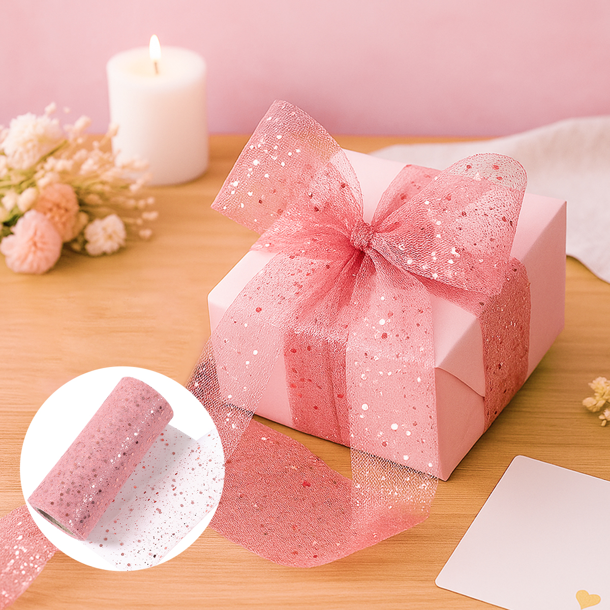 Glitter Tulle Rolls Birthday P - Organza Ribbon Spool recension och pris