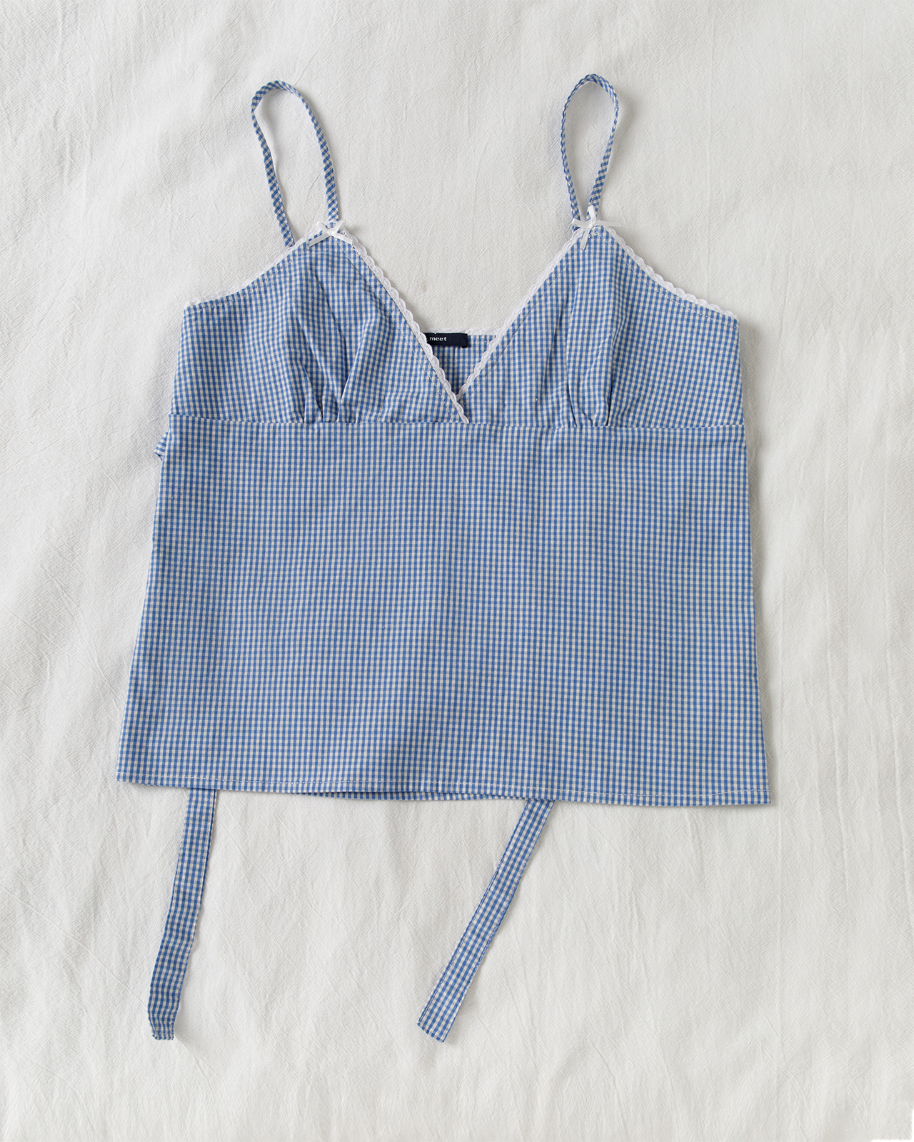 Blue Plaid Shorts 2 Piece Set  - Elastic Lace Trim recension och pris