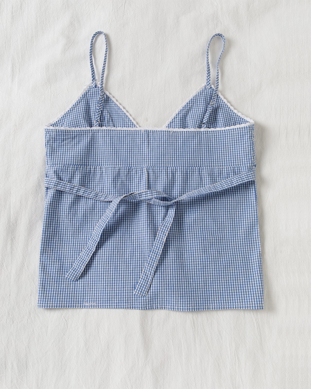 Blue Plaid Shorts 2 Piece Set  - Elastic Lace Trim recension och pris