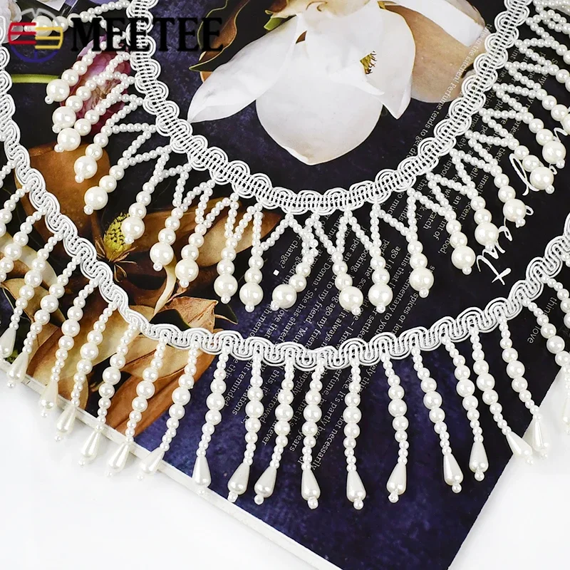 1/2Yards Pearl Beaded Tassel F - Beaded Trim Fringe recension och pris