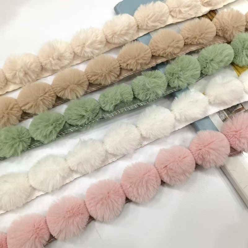 3cm Faux Rabbit Fur Pom Pom Ba - Fringe Ribbon Sewing recension och pris