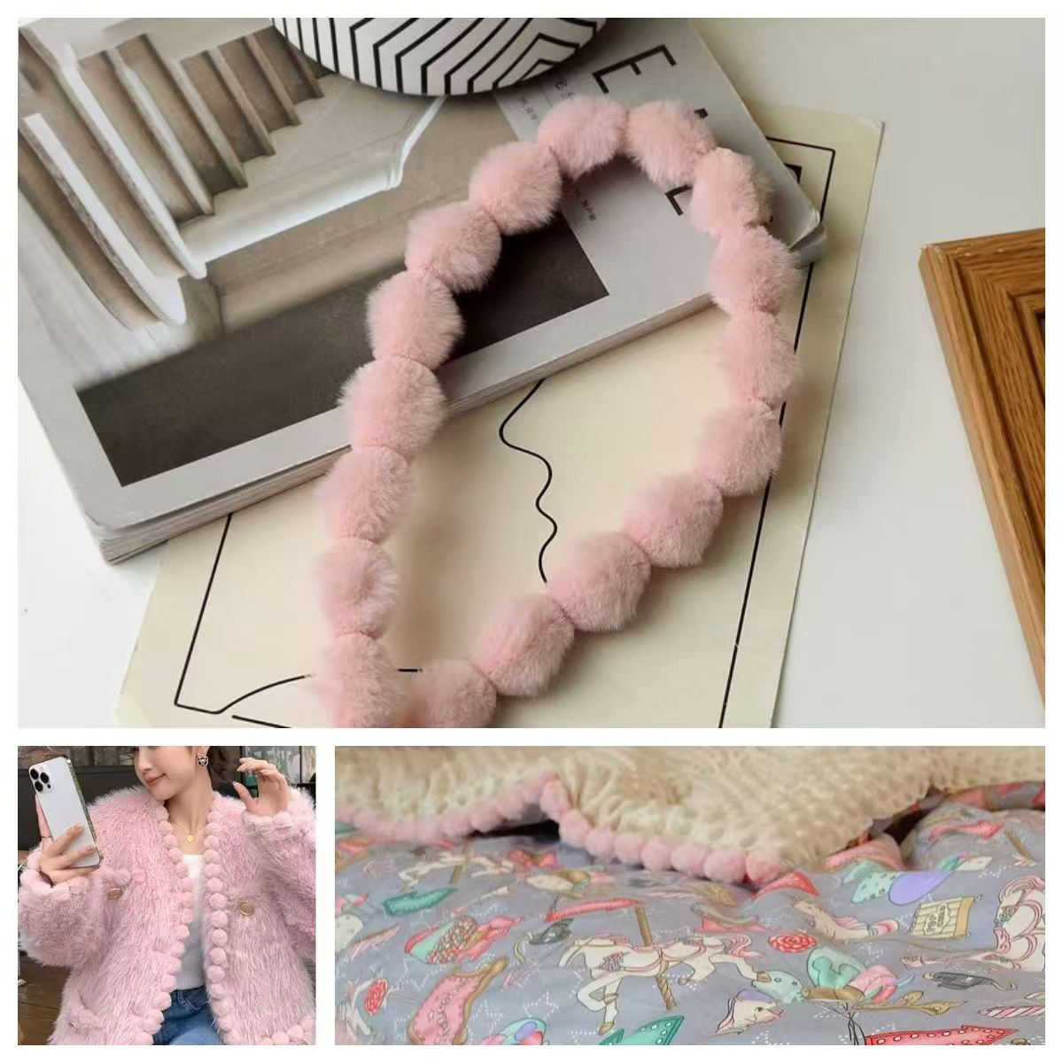 3cm Faux Rabbit Fur Pom Pom Ba - Fringe Ribbon Sewing recension och pris
