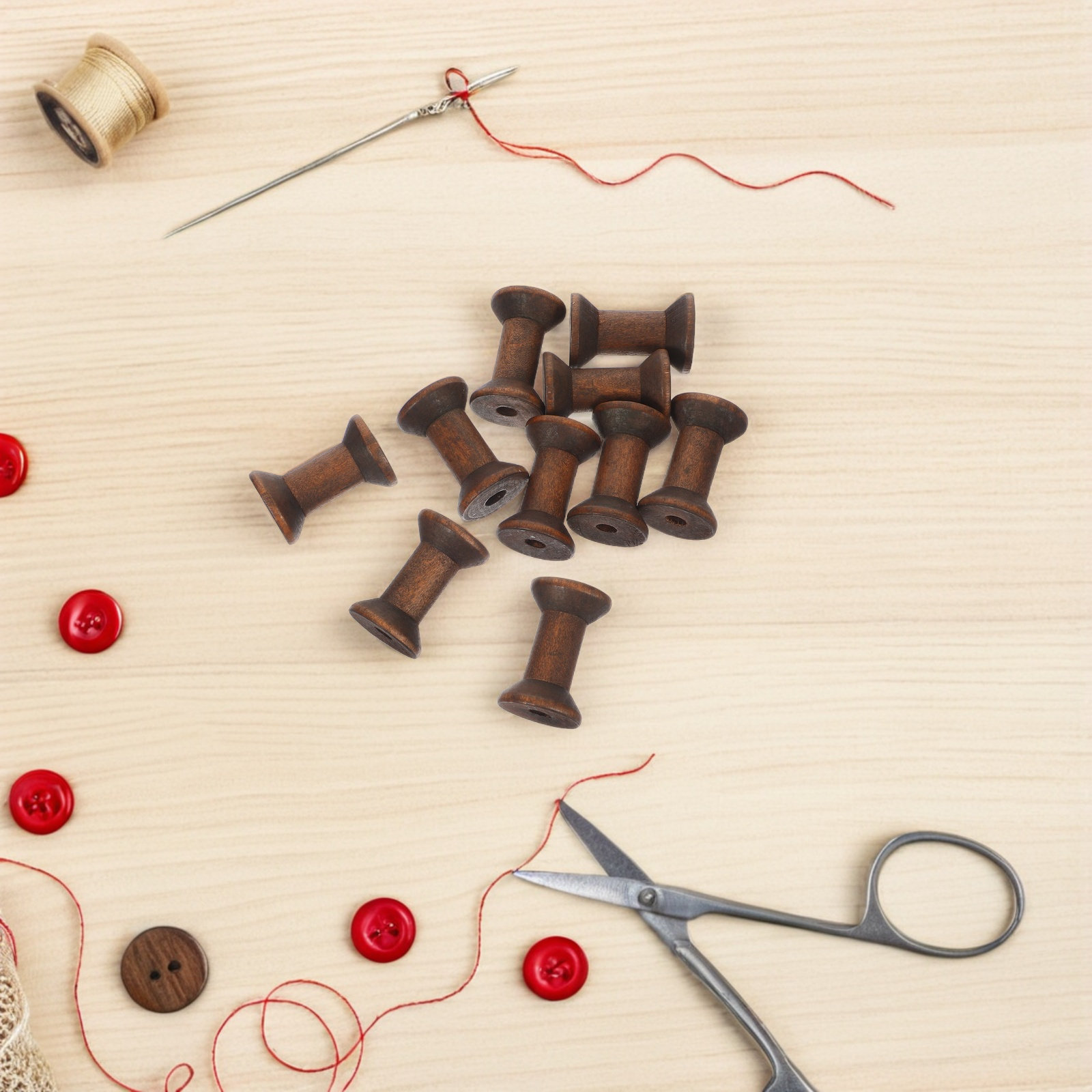 10Pcs Handcrafted Wooden Spool - Embroidery Craft recension och pris