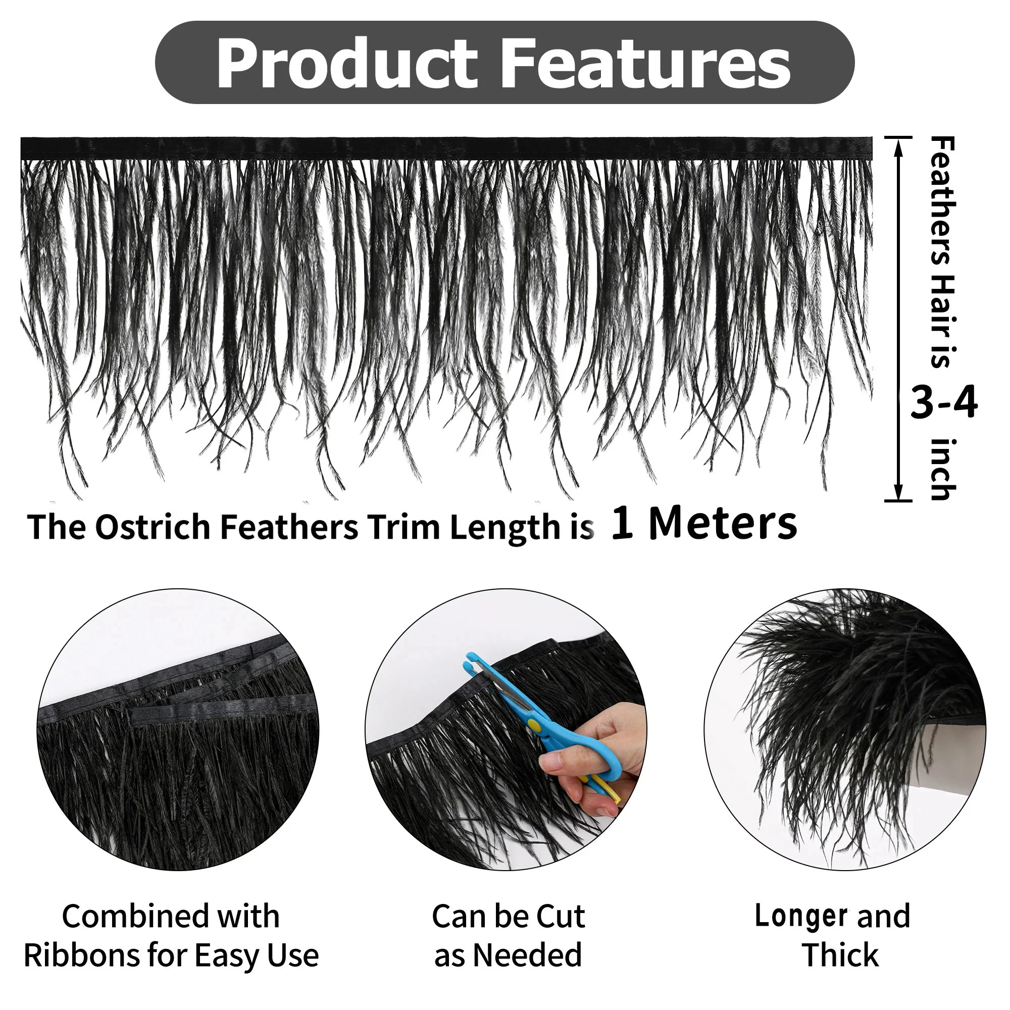 1/10M Natural Plume Black Ostr - Feather Trim Marabou recension och pris