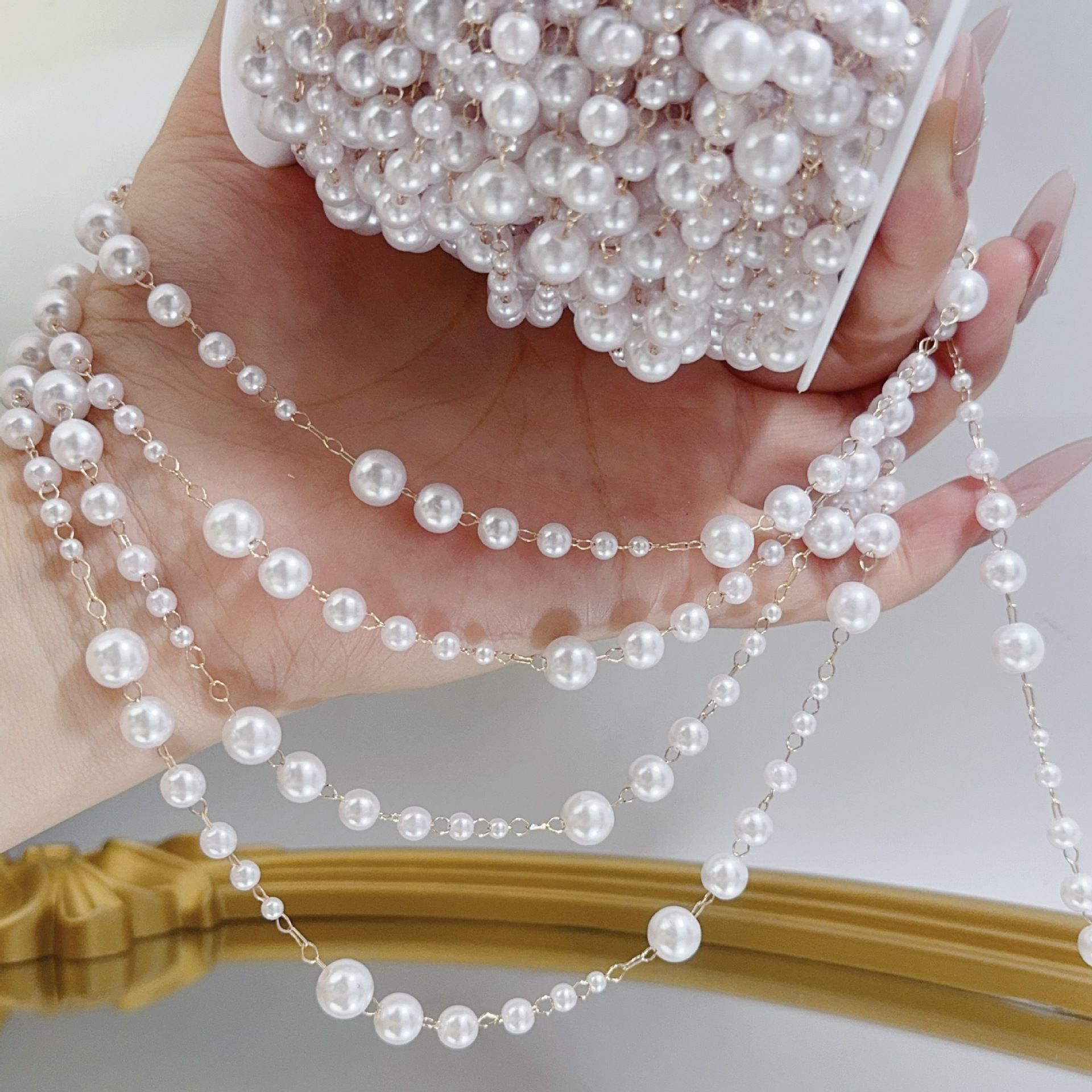 3-8mm Pearl Copper Chain, Anci - Beaded Trim Fringe recension och pris