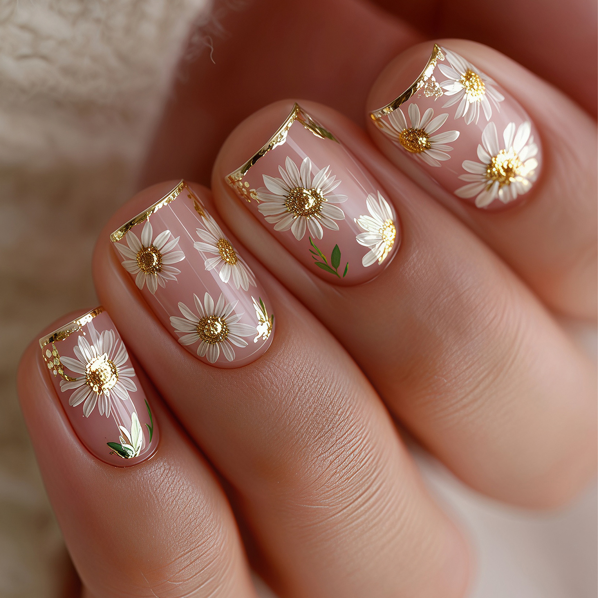 Short Square fake nails golden - Embroidery Embellishments recension och pris