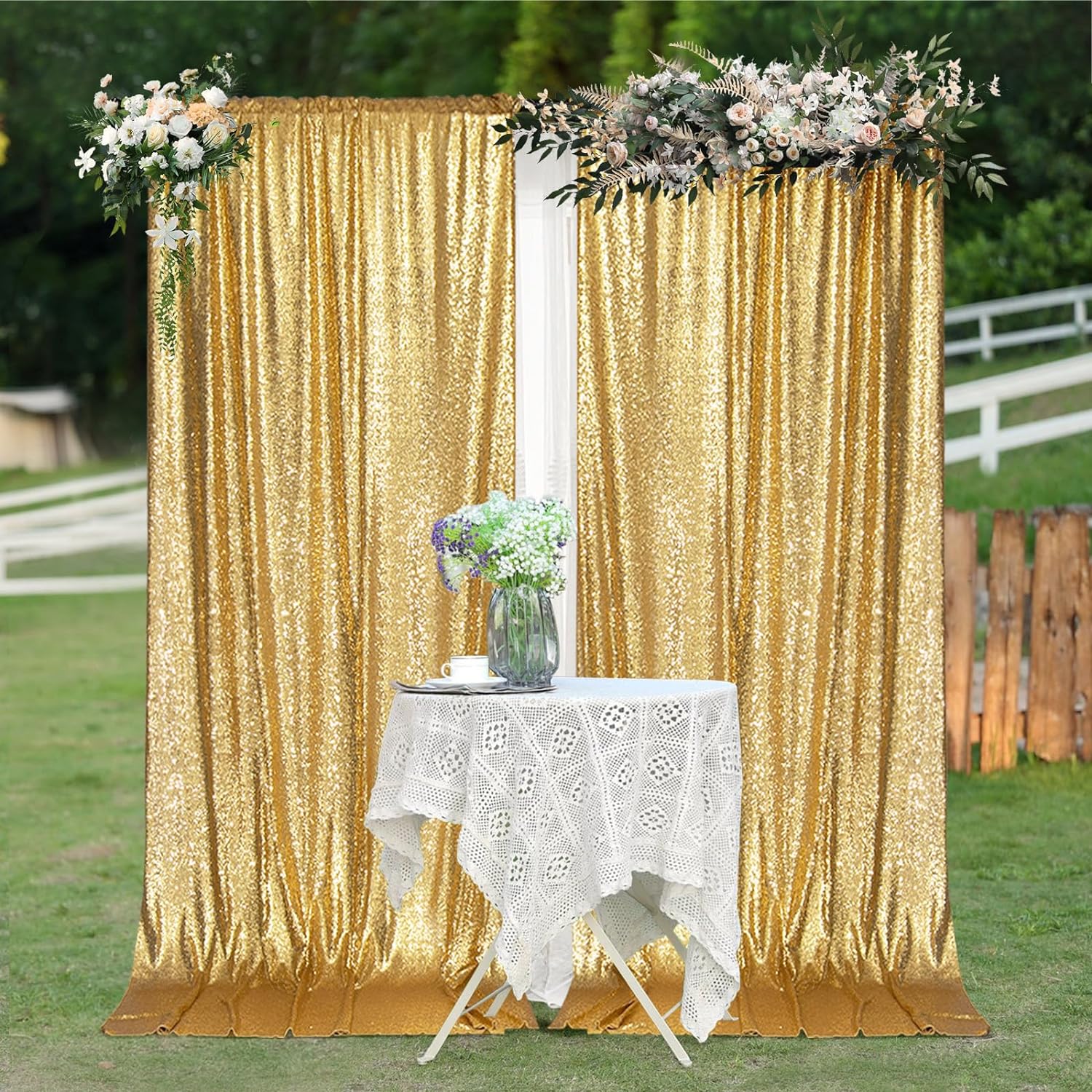 2×8FT-4PCS Gold Sequin Backdro - Sequin Fabric Panel recension och pris