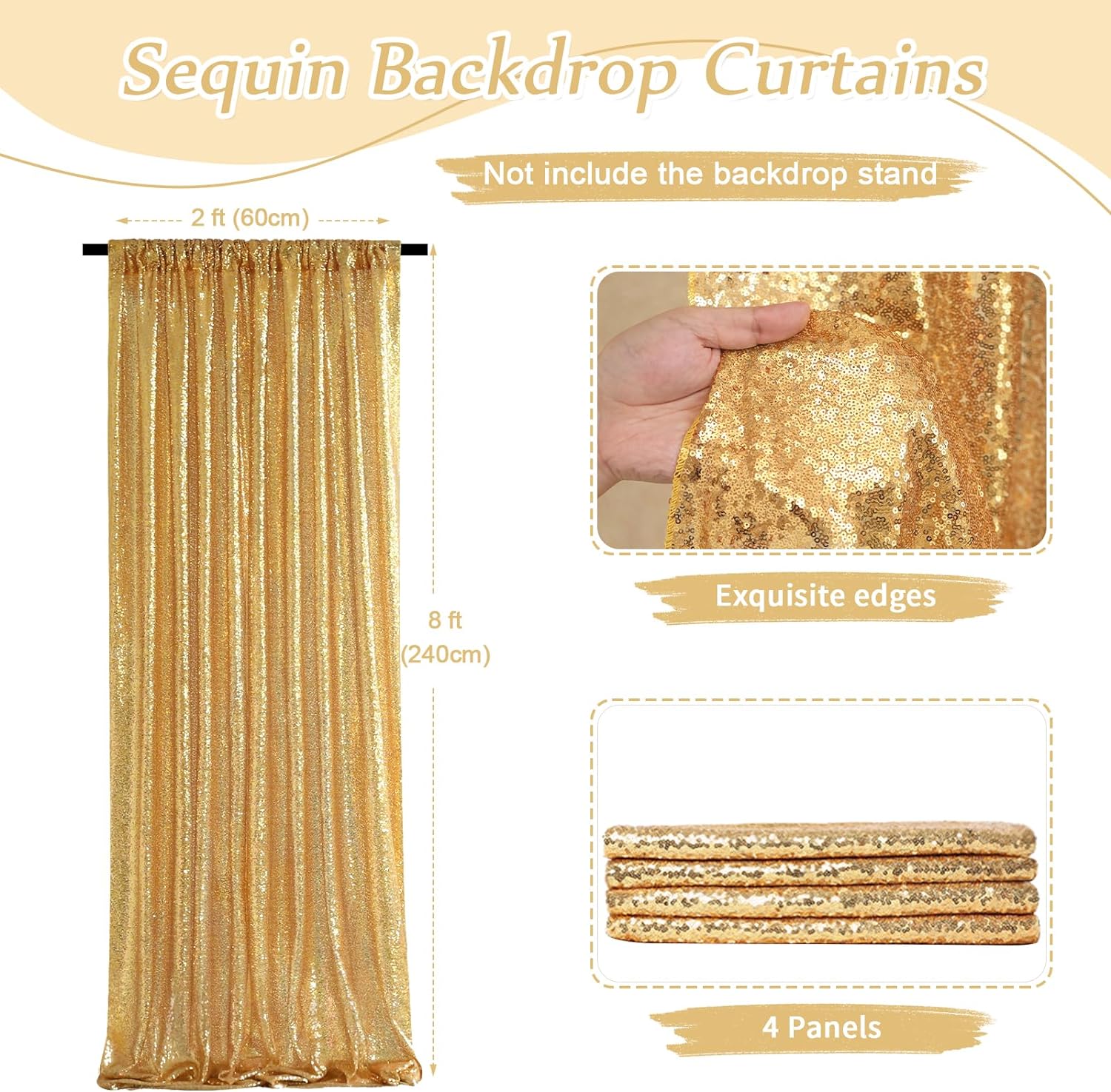 2×8FT-4PCS Gold Sequin Backdro - Sequin Fabric Panel recension och pris