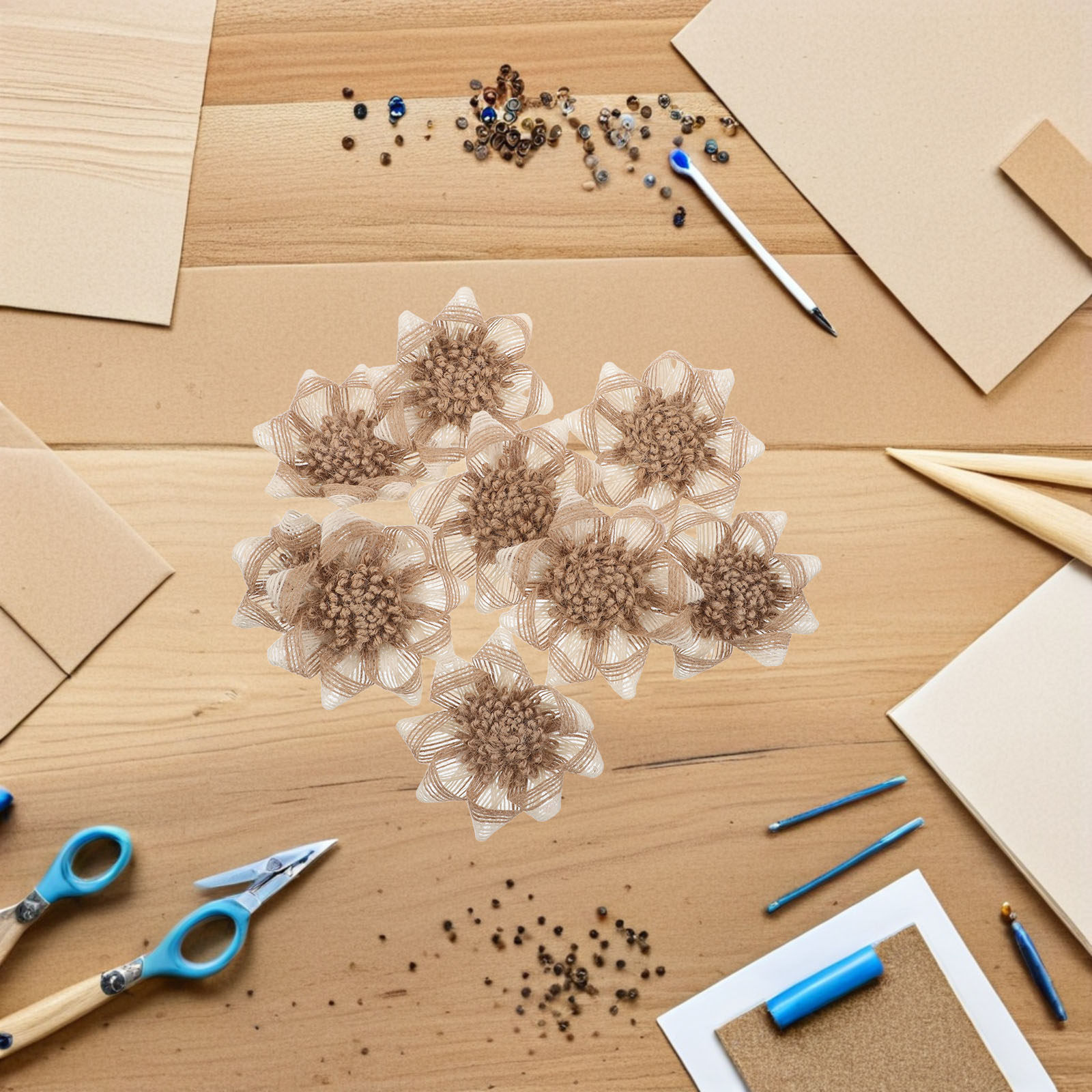 9Pcs Craft Flowers Burlap: Vin - Craft Embellishment recension och pris