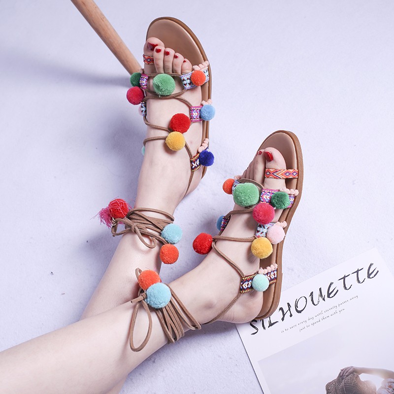 Women's Sandals Able and Elega - Tassel Fringe Trim recension och pris