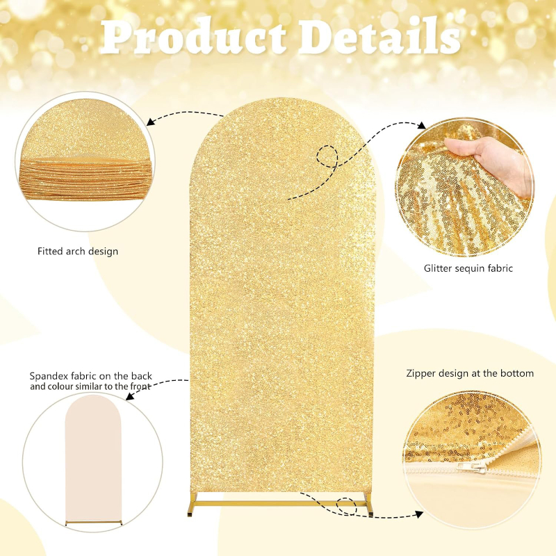 4 Colors 7 Sizes Sequin Arch F - Sequin Fabric Panel recension och pris
